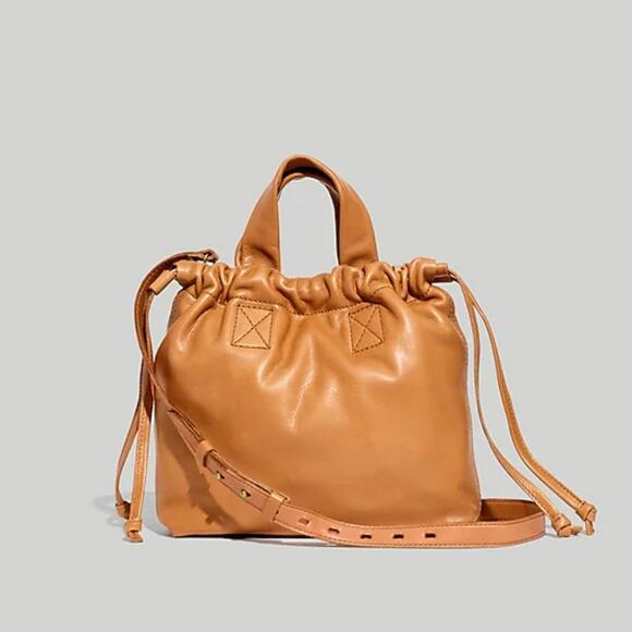 Madewell Piazza Drawstring Leather Crossbody Bag Timber Beam Tan NEW - Picture 3 of 15